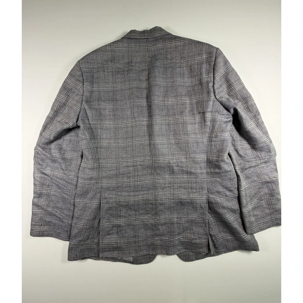 Jos A Bank 1905 Blazer 44R Glen Plaid 100% Linen Tailored Fit Sport Coat Jacket